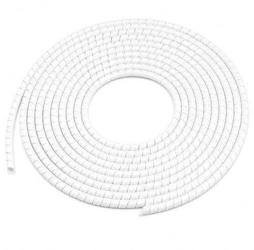 6 mm vit spiralkabelslang, flexibel kabelorganiseringsrör för trådhanterering, kabelskyddshylsa för TV, PC, skrivbord, kontor, hem, verkstad och nätverkskablar, 10 m