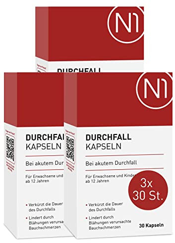 N1 Durchfall Kapseln 90 St. - Medizinprodukt bei akutem Durchfall - Verkürzt die Durchfalldauer, lindert Bauchschmerzen & verkürzt die Behandlung