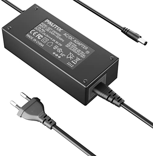 PAUTIX Tira LED Enchufe de la EU DC24V 4A Fuente de Alimentación para Tiras de LED,Controlador LED AC100-240 Adaptador de Corriente, Potencia Máxima 96W
