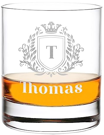 Whiskyglas Tumbler 315 ml personalisiert mit Motiv-Gravur Wappen - Geschenk-Idee für Männer - das Männergeschenk - passend zum Geburtstag und Jubiläum - für Cocktails, Scotch und Bourbon