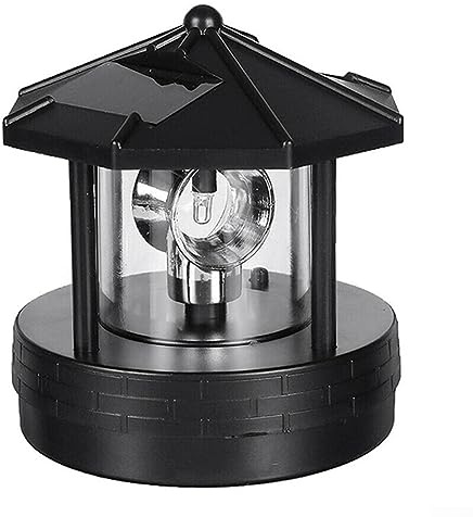 Faro solare rotante a LED, faro solare da giardino, impermeabile, per illuminazione stradale, prato, cortile, patio, nero