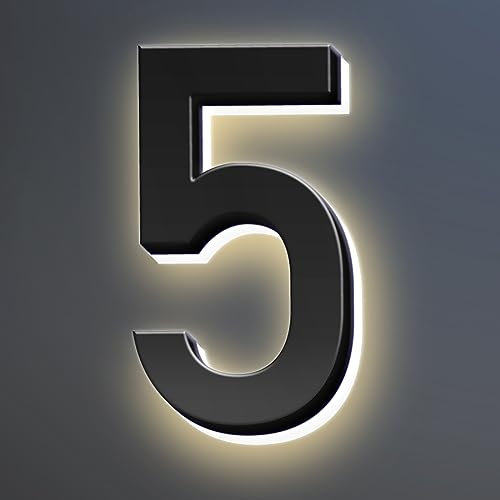 Numeri Civici, Numeri Civici Retroilluminati A LED, Numeri Civici Moderni Illuminati, Numeri Civici Illuminati Per Esterno.,5