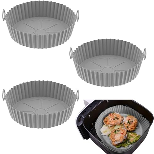 Fychuo Air Fryer Silicone Liners Reusable 3 Pack Airfryer Liners Air Fryer Accessories Round Air Fryer Liner Compatible with Ninja Air Fryer Tower Cosori