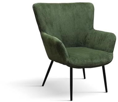 PAZZO DESIGN Poltrona Titti, Set Da 1, Verde, Tessuto, Relax, Design, Lettura, Gambe Metallo Nere - id_2048