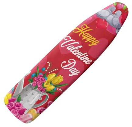 Wanyint Happy Valentine's Day Print Ironing Board Cover 16x55 with Hook and Loop Fasteners Easy to Install Heat Reflective Blue Washable