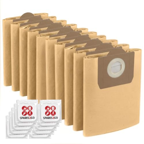 SPARES2GO Dust Bags compatible with Karcher NT27/1 NT30/1 NT48/1 NT65/2 NT72/2 AB27 K2001 K 3011 Vacuum Cleaner (Pack of 10 + Fresheners)