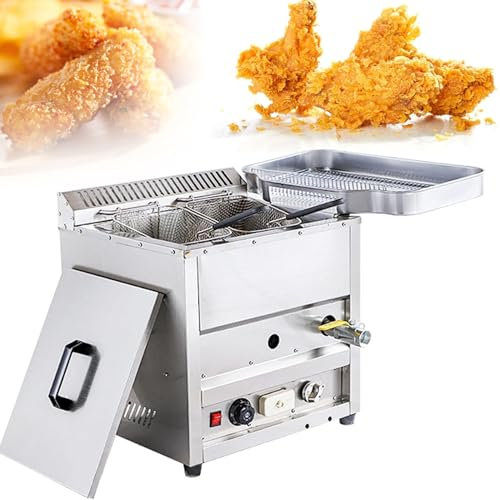 ZXSYYDS Friteuse à Gaz De Comptoir Commerciale, Friteuse à Gaz Gpl De Comptoir en Acier Inoxydable, Contrôle De Température Autonome, pour Frites, Restaurant, Cuisine à Domicile,A