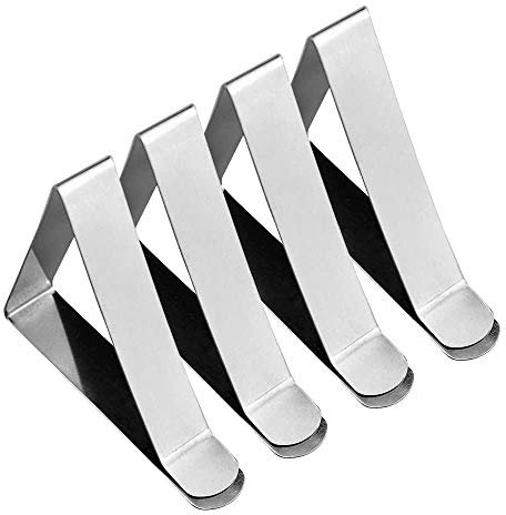 Osmond 4 Stück Edelstahl-Tischdeckenklammern, rutschfest, verstellbar, Tischdecken-Halter für Party, Picknick