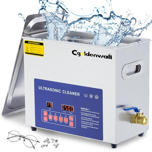 CGOLDENWALL 6L Digital Ultrasonic Cleaner 28/40khz Dual Frequency Degass 180W Powerful Cleaning 20-80℃ Heating&0-30 Min Timer for Jewellery/Watches/Eyeglasses/Metal Parts for Home/Labor/Commercial