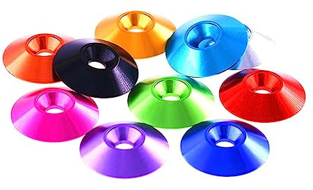 Mutter handfest anziehen, Rändelmutter, 10 Stück M2 M2,5 M3 M4 M5 M6 M8 M10 M12 Unterlegscheiben aus Aluminiumlegierung for Senkkopfschraubendichtung, Gold, M3 (Color : Orange, Size : M6 Regular)