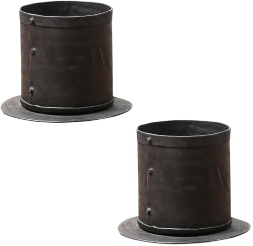 2er Set Vintage Blumentopf Tulin handgefertigt aus Metall 15 cm modern