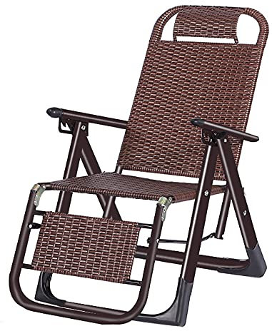 Generisch Klappbarer Lounge-Sessel, Zero-Gravity-Stuhl, Terrassen-Liegestuhl, klappbar, verstellbar, tragbar, Rattan-Lounge, Outdoor-Stuhl, Chaiselongue