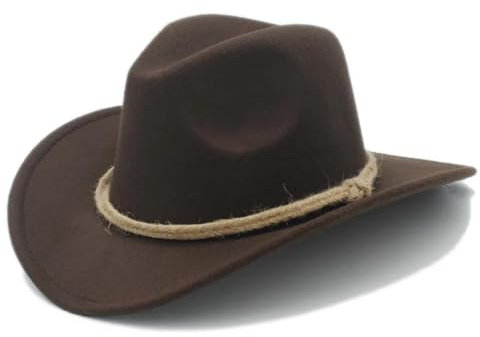 WOYUANSHA Cowboyhüte Retro-Cowboyhut Für Damen Und Herren Für Gentleman Cowgirl Breite Krempe Jazz-Kirchenkappe Kaffeebraun