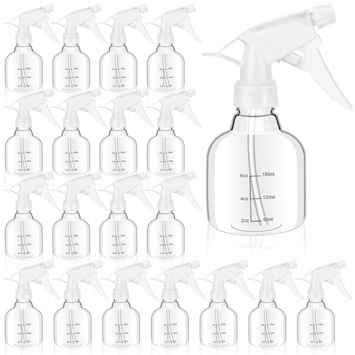 Worldity 24 st tomma plastsprayflaskor 236 g, sprayflaskor, minisprayflaskor med mätning justerbart munstycke, påfyllningsbara sprayflaskor för hår växt kök bad, vit