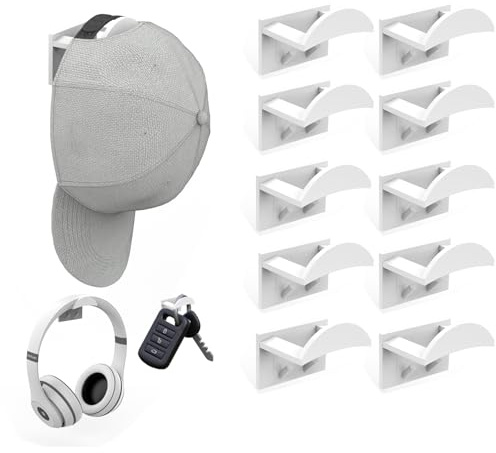 Stycypel 10 Stück cap halter,selbstklebende huthaken,baseball cap halter organizer,basecap halterung wand,Keine Nägel oder Bohrungen erforderlich, suitable for walls, wardrobes, doors, shops, etc