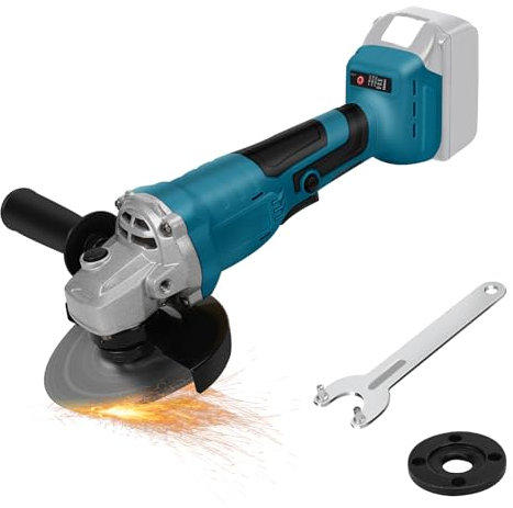 Akku Winkelschleifer Kompatibel mit Makita 18V Lithium-Akku, Bürstenloser Elektro Winkelschleifer mit 125 mm Scheibendurchmesser, 3000-10000RPM, für präzises Trennen und Schleifen (Ohne Akku)