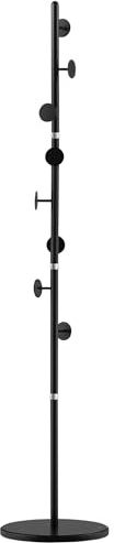 HOMCOM Kleiderständer, Garderobe mit 8 Haken, Garderobenständer für Kleidung, Hüte, Flur, Eingang, Stahl, Schwarz, 35x 35 x 170 cm