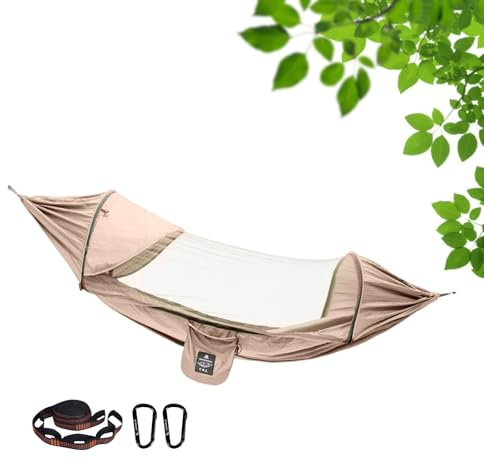 Camping Hammock - Swing Hammock with Fly Net - Hammock Tent with Tree Straps for Hiking, Indoor, Patio, Beach, Travel, Camping Accessories