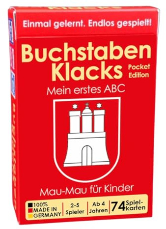 Buchstaben Klacks – Das ABC-Mau-Mau für Kinder | Lernspiel & Geschenk für Junge und Mädchen I Kartenspiel ab 4, 5, 6, 7, 8 Jahre | Weihnachten | Geburtstag (Hamburg-Edition)