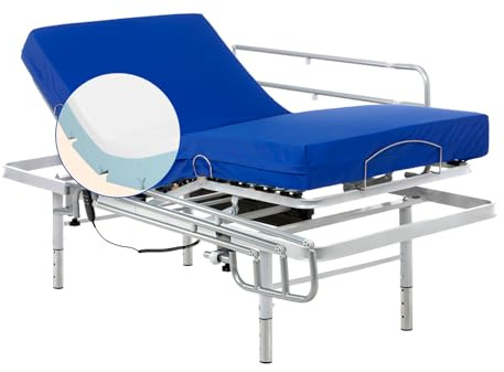 Geriafy Cama articulada con colchón Professional V3 MAX Care 80x190 cm | Patas regulables, barandillas abatibles, colchón viscoelástico de 15 cm y funda impermeable