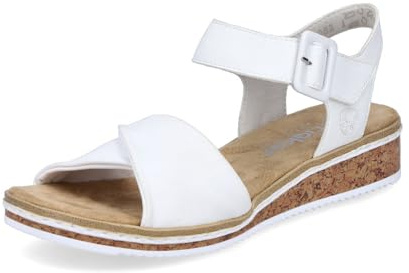 Rieker Damen Klassische Sandalen V3691, Frauen Sandalen,Sommerschuhe,Freizeitschuhe,offene Schuhe,Strandschuhe,Weiss (80),38 EU / 5 UK