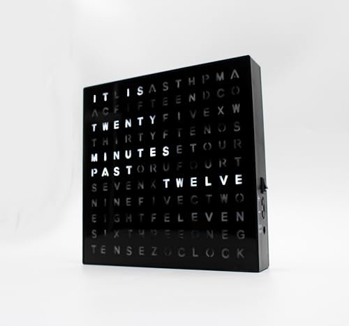 Mad Monkey Word Clock - Orologio moderno da parete - Versatile orologio da appendere o da tenere in piedi - Elegante orologio a parole per la casa - Design elegante per soggiorno, ufficio e camera da