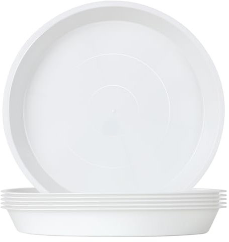 Muzhira TStarJungle 6pcs Sottovasi per Piante, Vassoi Antigoccia per Vasi di Fiori per Piante da Interno/Esterno, Vassoi per Vasi per Piante - 14 cm/Bianco