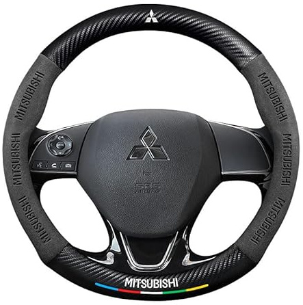 LFWCZS Auto Lenkradbezug für Mitsubishi L200 Club Cab,Leder Lenkradhülle Lenkrad Abdeckung mit Auto Logo Lenkradschoner Lenkradschutz Anti Rutsch Warme Atmungsaktiv Auto Zubehör,A