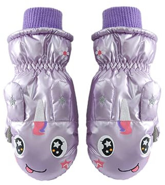 HINAYOSAN Bunte Kinderhandschuhe für Kinder, fingerlose Skihandschuhe, Cartoon-Muster, Handschuhe für Snowboarden und kaltes Wetter