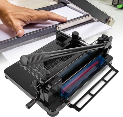 Naturalpowev A4 Paper Cutter Heavy Duty Metal Base, Stack Paper Trimmer Guillotine 500 Sheet Large Capacity, Guillotine Paper Slicer Trimmer for Cardstock Cards Leather,Black