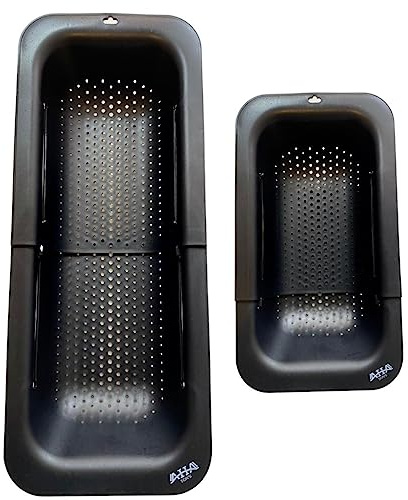 AHASON'S Over The Sink Colander Strainer Basket, Wash Vegetables and Fruits, Drain Cooked Pasta, Extendable Basket (Black)