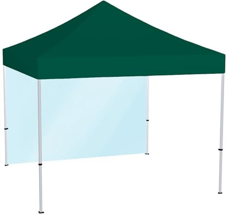 Vispronet® Profi-Faltpavillon Basic 3x3 m, Dach Grün ✓ mit 1 Vollwand Transparent ✓ versch. Größen & Farben ✓ Scherengittersystem ✓ inkl. Dach, Volant