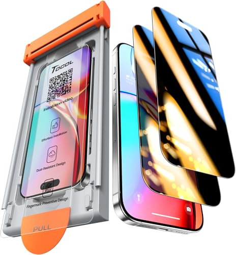 TOCOL 9H+ Glass for iPhone 15 Pro Max Privacy Screen Protector True 25°Anti Spy, Zero Bubble, Auto-Dust Removal, 14FT+ Military Grade Tempered Glass Full Edge Coverage Easy Installation 6.7 2 Pack