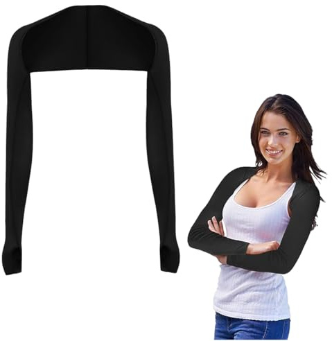 RT Mantón Refrescante y Calentadores de Brazo para Protección UV Mujer, Mangas de Chal de Refrigeración para Protección Sol (Negro)