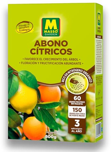 Abono ECOLÓGICO para Cítricos (Limoneros, Mandarinos, Naranjos...) de Gran Efecto Reverdesciente y Capacidad para Mejorar Frutos | Envase 800 GR | Apto Aplicación en Maceta y Suelo | Nexum Market