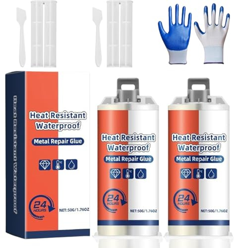 Heat Resistant Waterproof Metal Repair Glue, 50ml Heavy Epoxy Duty Enhanced Casting Glue, All Purpose Repair Adhesive (2PCS)