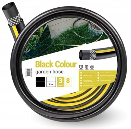 STYLIZER - Gartenschlauch 1/2 Zoll, verstärkt - 20m dreischichtiger Wasserschlauch - UV-beständig - Gartenschlauch mit einem Durchmesser von 12,7 mm, biege- und verdrehfest - Schwarz-gelb