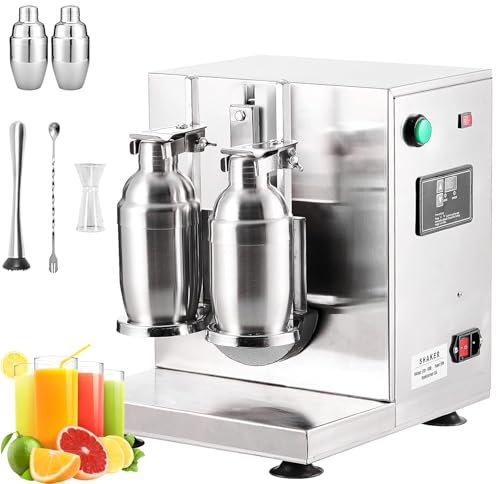 Machine à secouer le lait et le thé automatique, 340 R/MIN, machine à secouer le lait et le thé électrique à deux têtes, machine à secouer 350ml - 700ml minuterie numérique, jus de thé, café, lait