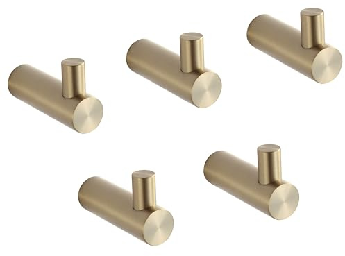 BVL Handtuchhaken Geburstetes Gold, 5 Stück Kleiderhaken Wand, Wandhaken 304 Edelstahl Garderobenhaken