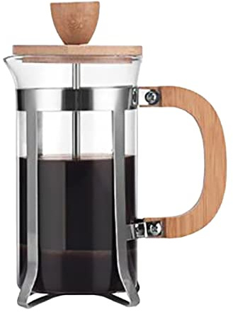 TFixol Cafetera francesa con mango de madera, filtro de alta densidad, vidrio borosilicato, 340.2 g