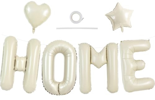 TONIFUL 40 Inch Cream White HOME Letter Balloon, Large Decoraction for Housewarming, New Home Parties and Homecoming Celebrations,Premium Ivory White Balloon Banner for Welcome Sign and Party Supplies