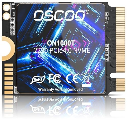 OSCOO 1TB M.2 2230 NVMe PCIe 4.0 5200/4700MB/s Interno | 3D NAND, SSD de alto rendimiento para Steam Deck, laptops y Mini PC. Velocidades ultrarrápidas de lectura/escritura.