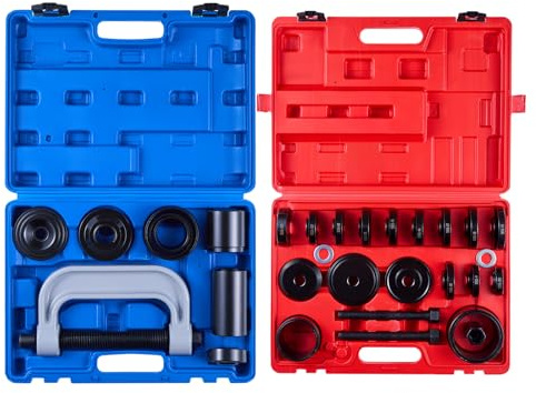 VEVOR 10pcs Ball Joint Press & 24pcs Wheel Bearing Race and Seal Driver Set with 13 Bushings, C-Frame and Sleeves, 2 in 1 Bearing Press Kit, Heavy Duty Removal Installation Set