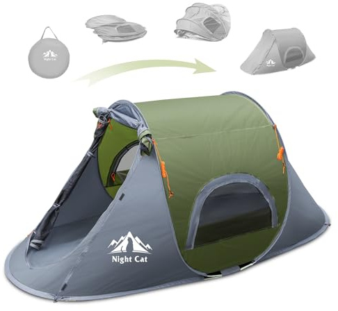 Night Cat Wurfzelt 1 Person Wasserdicht: Pop Up Camping Zelt für Outdoor Sport Picknick Wandern Reisen