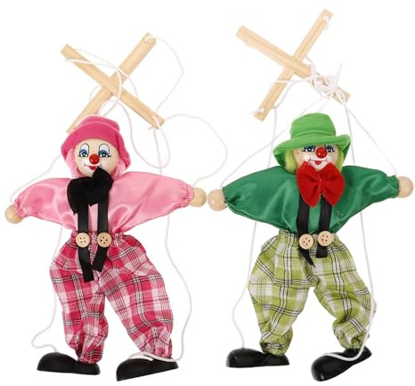 HONMEET 2 Stück Teiliges Holz Marionetten puppenspielzeug Pirat Interaktives Ab Jahren Bunte Ziehschnur Marionette Fingerfertigkeit und Kreativität Eltern Junge Mädchen