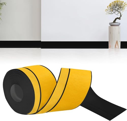 bechoanigel Plinthe Souple Autoadhésive, 50mm x 20mm x 18m Plinthe Adhesive PVC Imperméable, Résistant à L'huile, à L'épreuve de la Moisissure pour la Cuisine et la Salle de Bain (Noir)