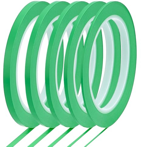 BENECREAT 5 rouleau de Ruban Adhésif à Lignes Fines 5 styles Ruban de Masquage Fin en PVC Haute Température Peinture Automobile pour Courbes Vertes 2 3 4 5 6mm