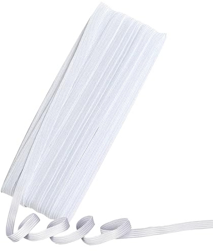 10m Elastic,6mm - 1/4 Elastic for Sewing for Waistbands and Crafts | White Corded Flat Cord Thin Elastic Dressmaking Waistband Headbands for Sewing Clothing,Knitting,DIY Projects,Arts and Crafts