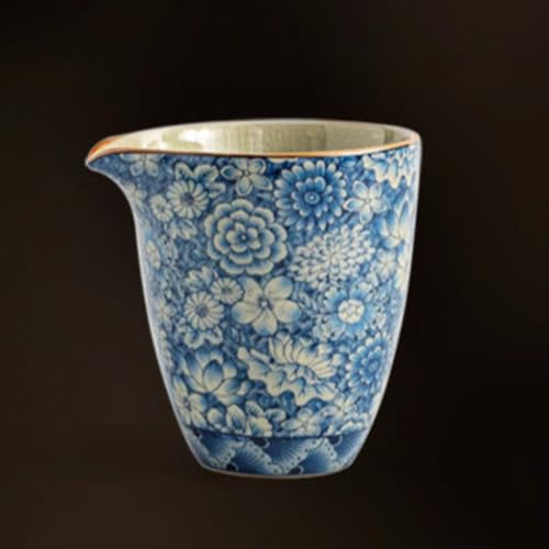 LEEDJUINE Fairness Cup - Taza de porcelana azul y blanca de 190 ml, dispensador de té chino Kung Fu, cerámica de estilo antiguo