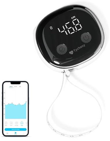 Tychesy Smart Körpermaßband, Bluetooth Digitales Maßband Körper mit App für Messen der Körperumfänge von Bizeps, Brust, Hüfte, Waden, Oberschenkel und Hals, Körpermassband mit LED-Klardisplay
